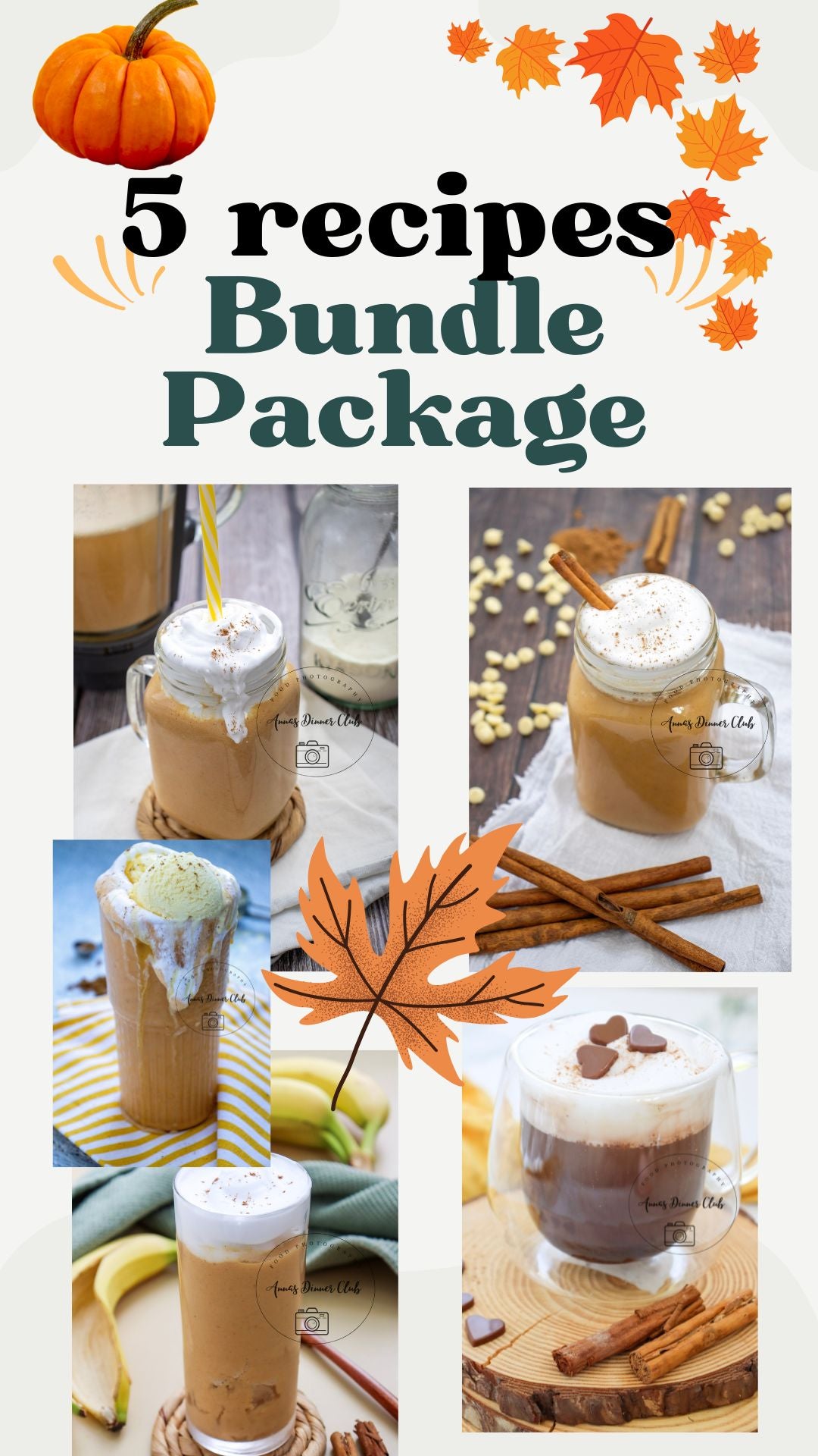 Bundle of 5 Pumpkin Drinks- PLR set