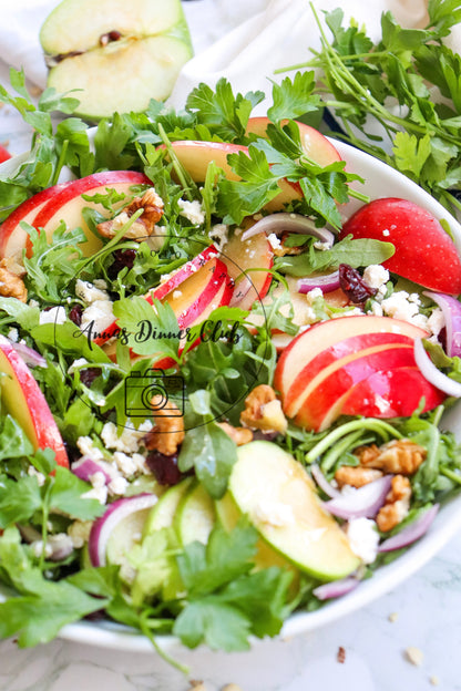 Winter-Style Apple Walnut Salad with White Balsamic Vinaigrette- exclusive set