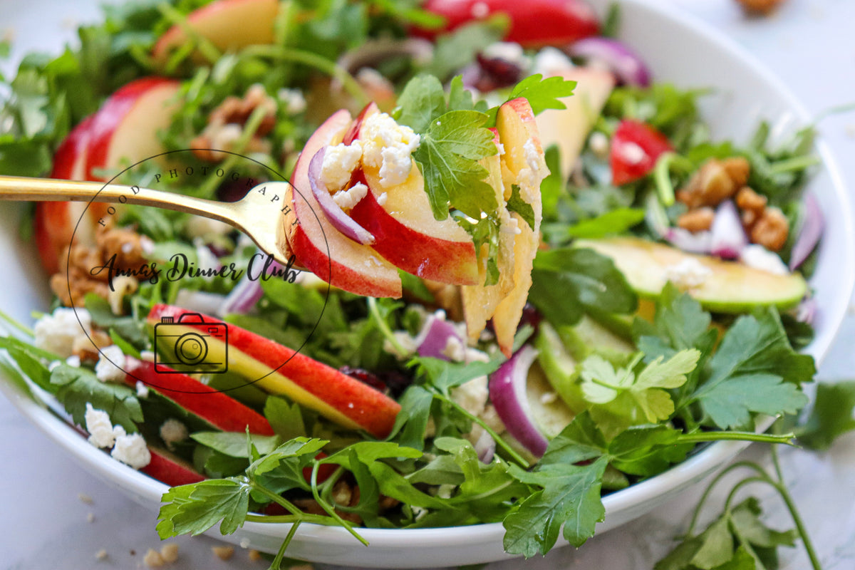 Winter-Style Apple Walnut Salad with White Balsamic Vinaigrette- exclusive set