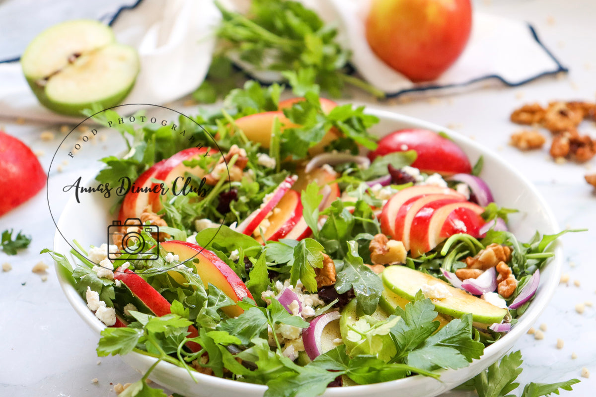Winter-Style Apple Walnut Salad with White Balsamic Vinaigrette- exclusive set