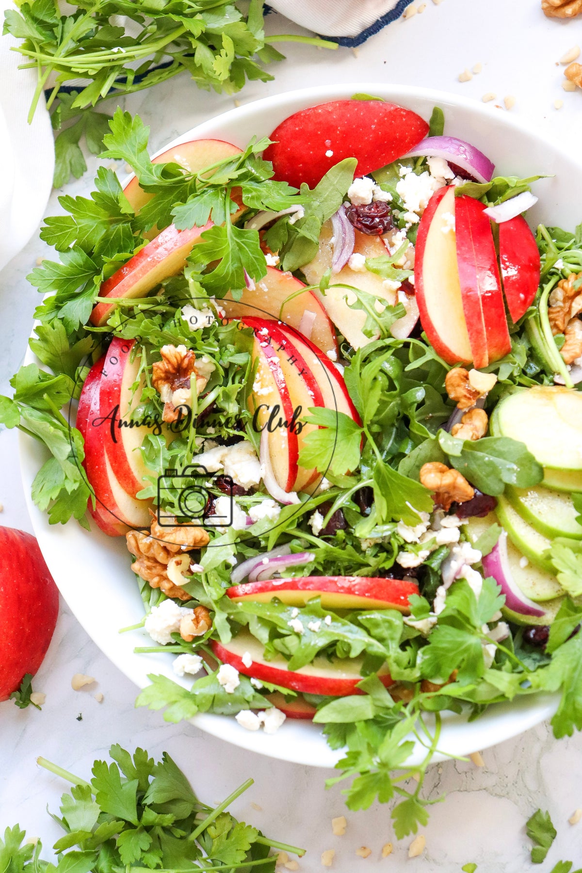 Winter-Style Apple Walnut Salad with White Balsamic Vinaigrette- exclusive set