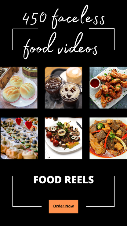450 Faceless food videos ( video reels)PLR MRR