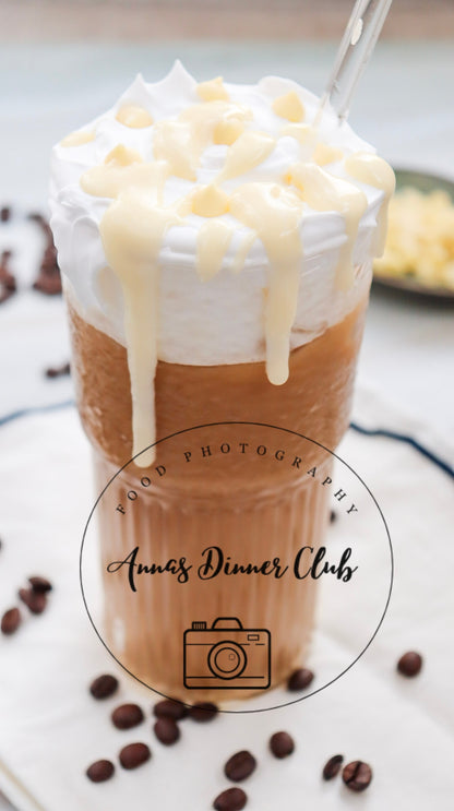 Iced white chocolate Mocha with homemade syrup- Starbucks Inspired- PLR SET