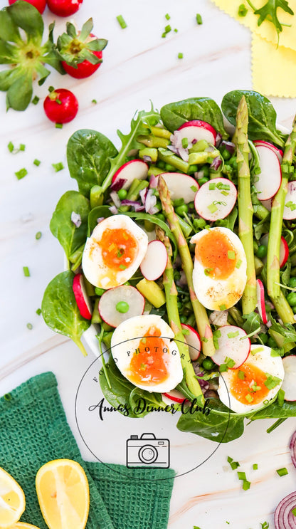 Asparagus salad with soft boiled eggs  - PLR SET