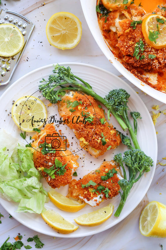 Baked cod with garlic parmesan crust  - exclusive set
