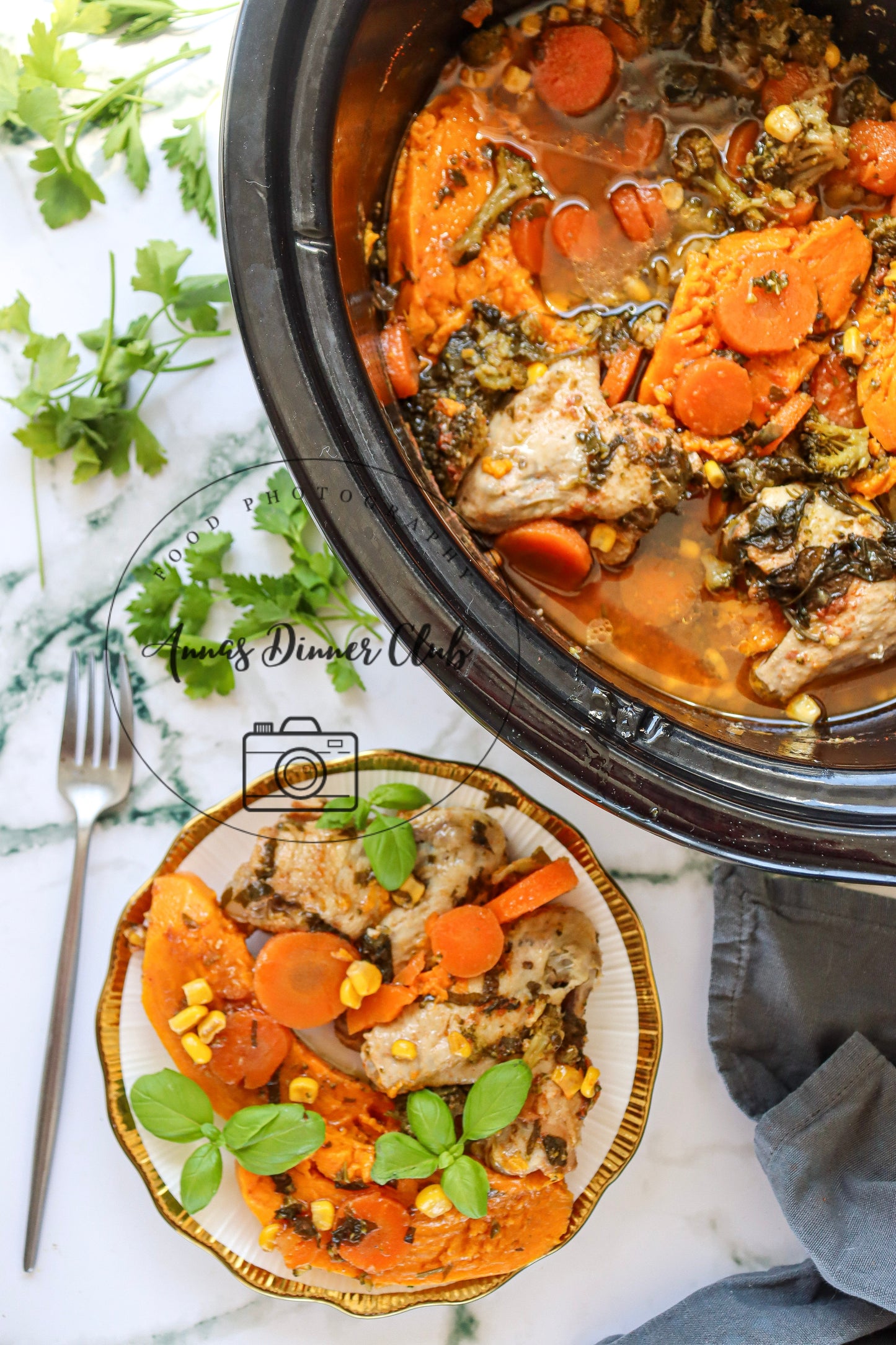 Slow Cooker Honey Garlic Chicken and Veggies - exclusive set