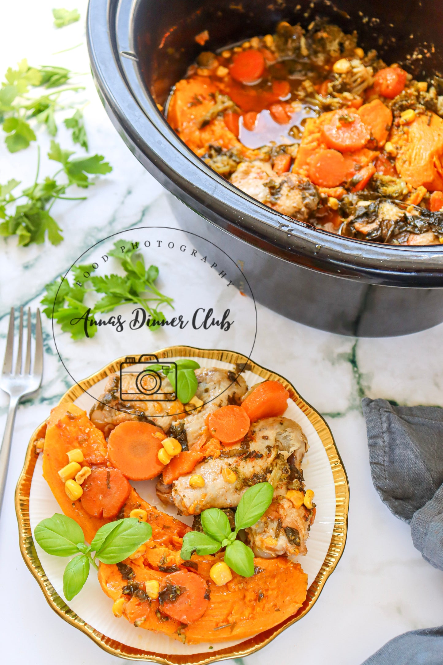 Slow Cooker Honey Garlic Chicken and Veggies - exclusive set