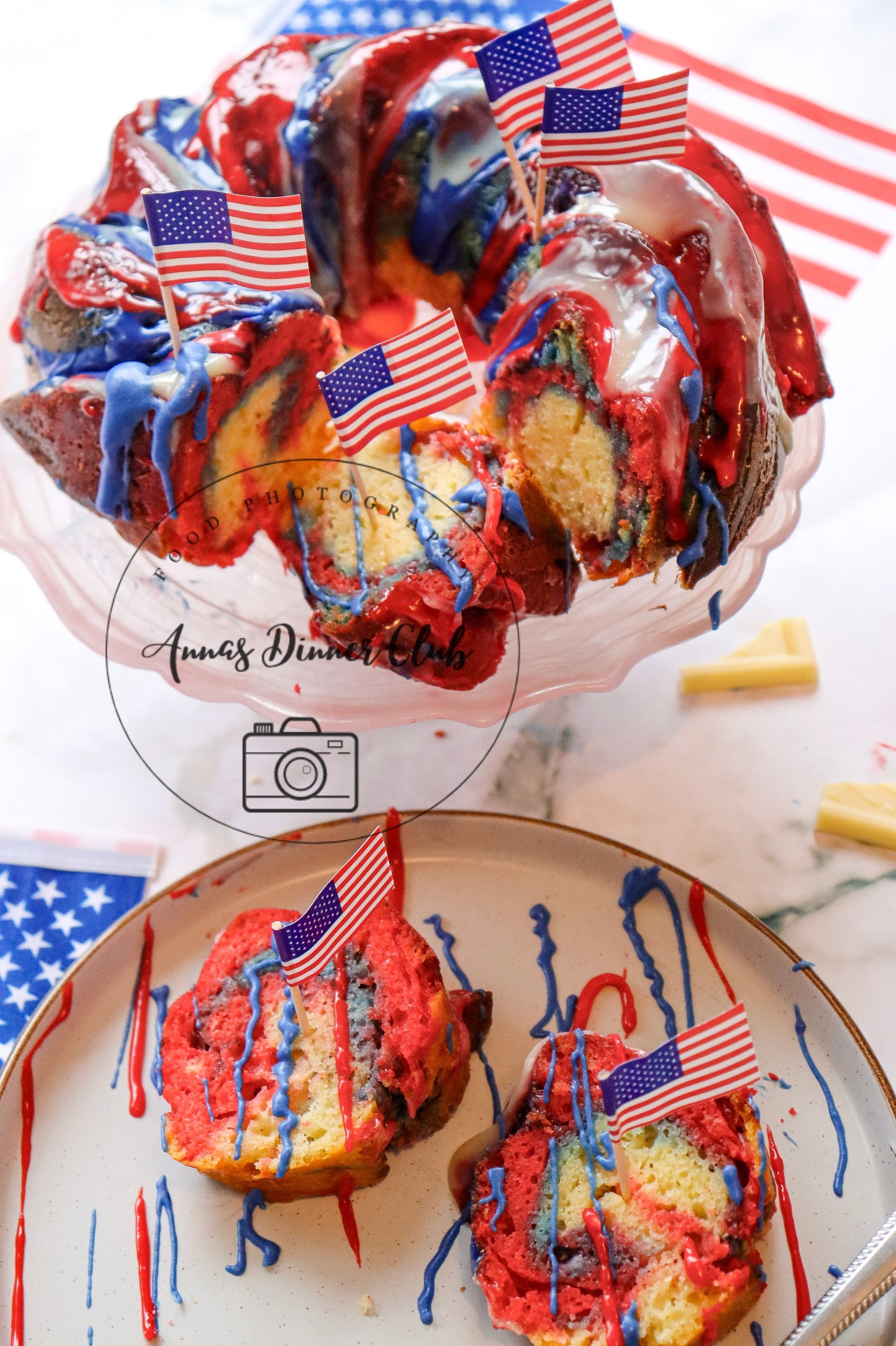 Fourth of July tri-colour Bundt cake - exclusive set