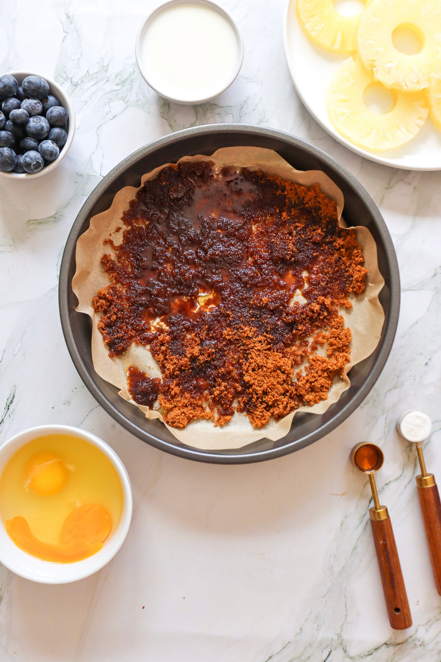 Upside down pineapple cake with blueberries PLR set