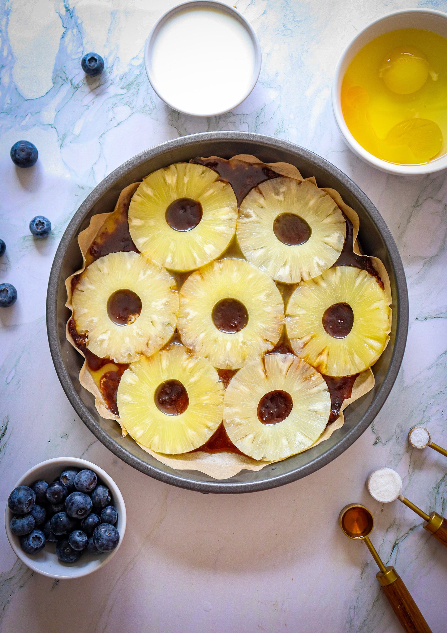 Upside down pineapple cake with blueberries PLR set