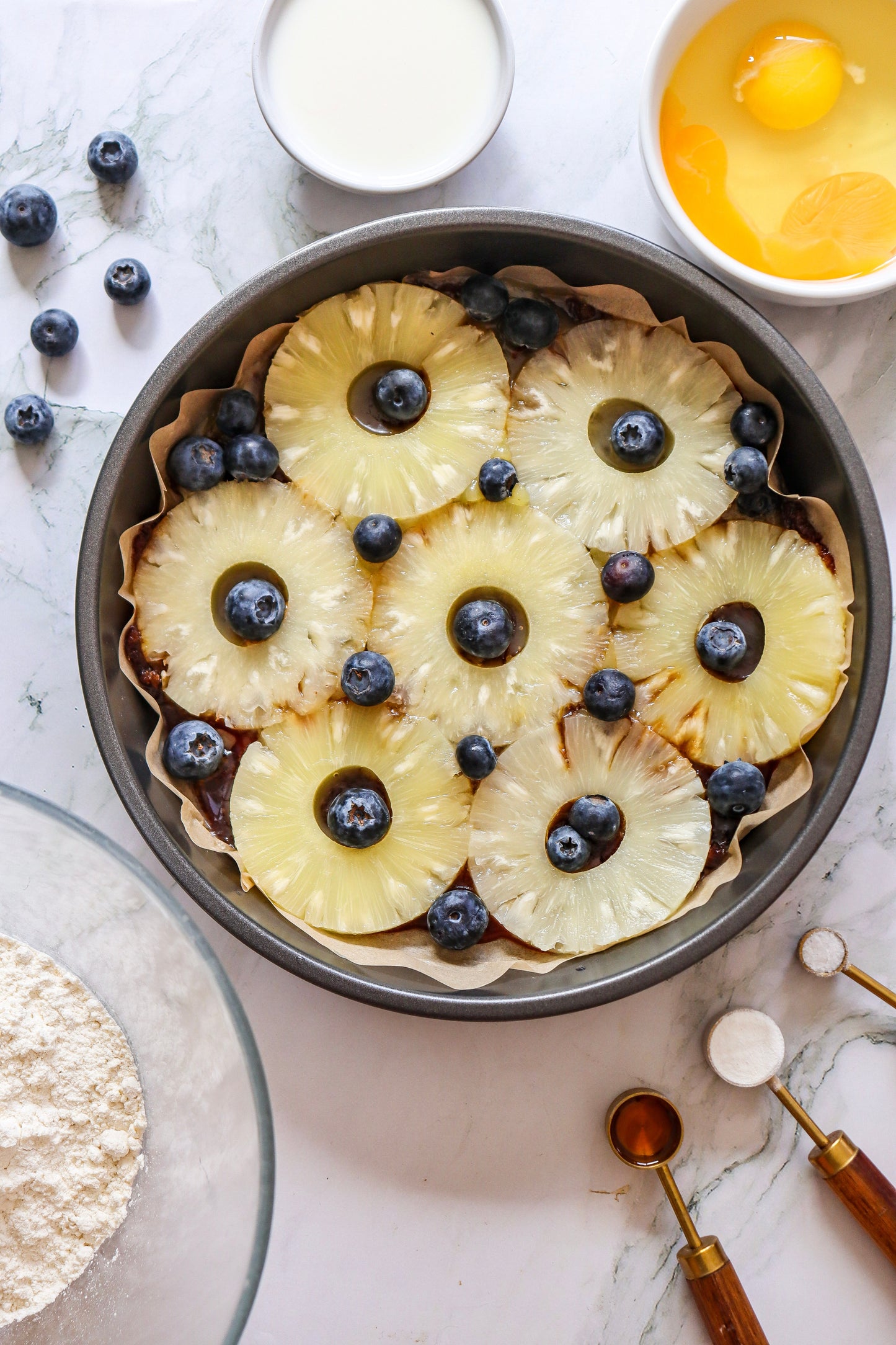 Upside down pineapple cake with blueberries PLR set