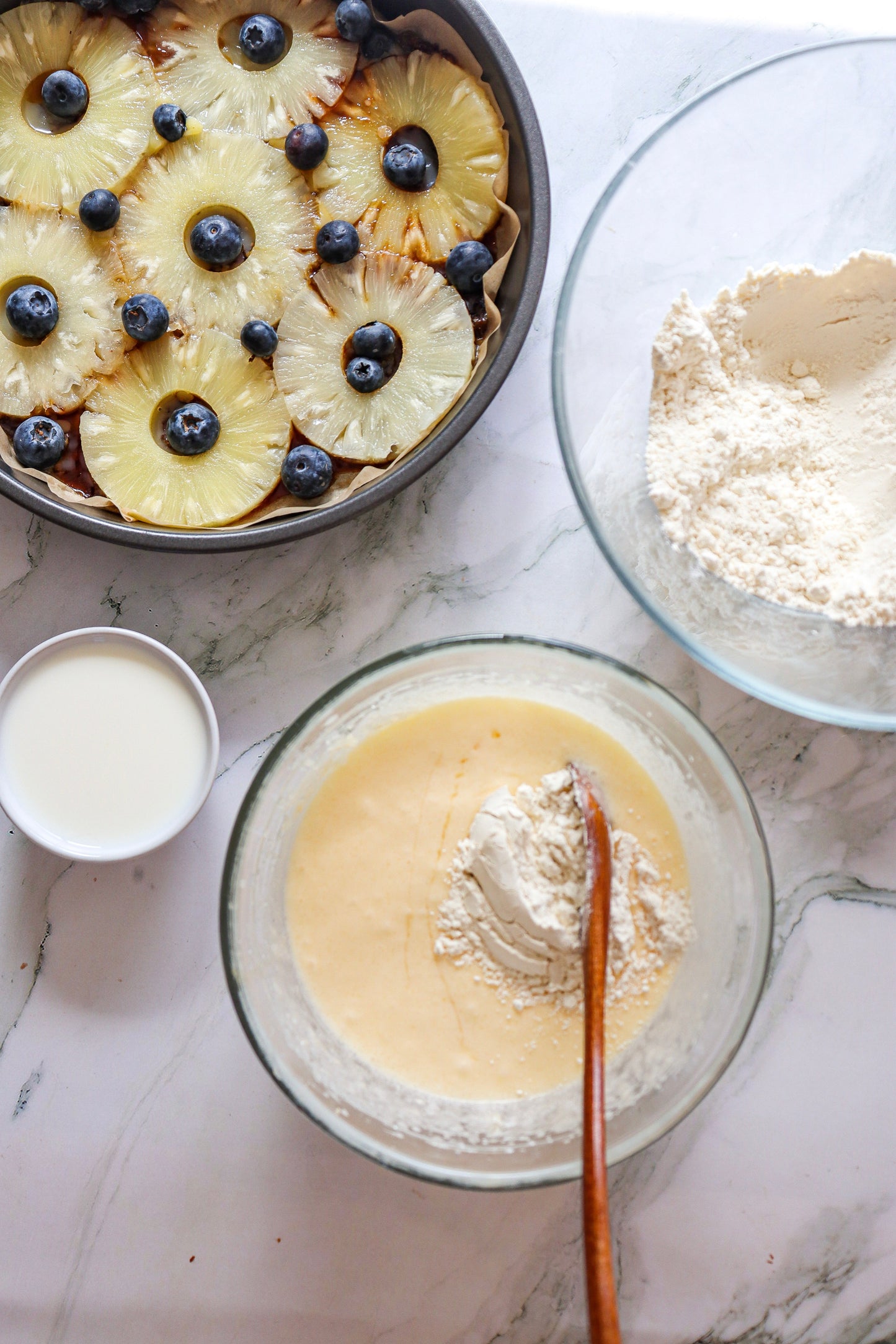 Upside down pineapple cake with blueberries PLR set