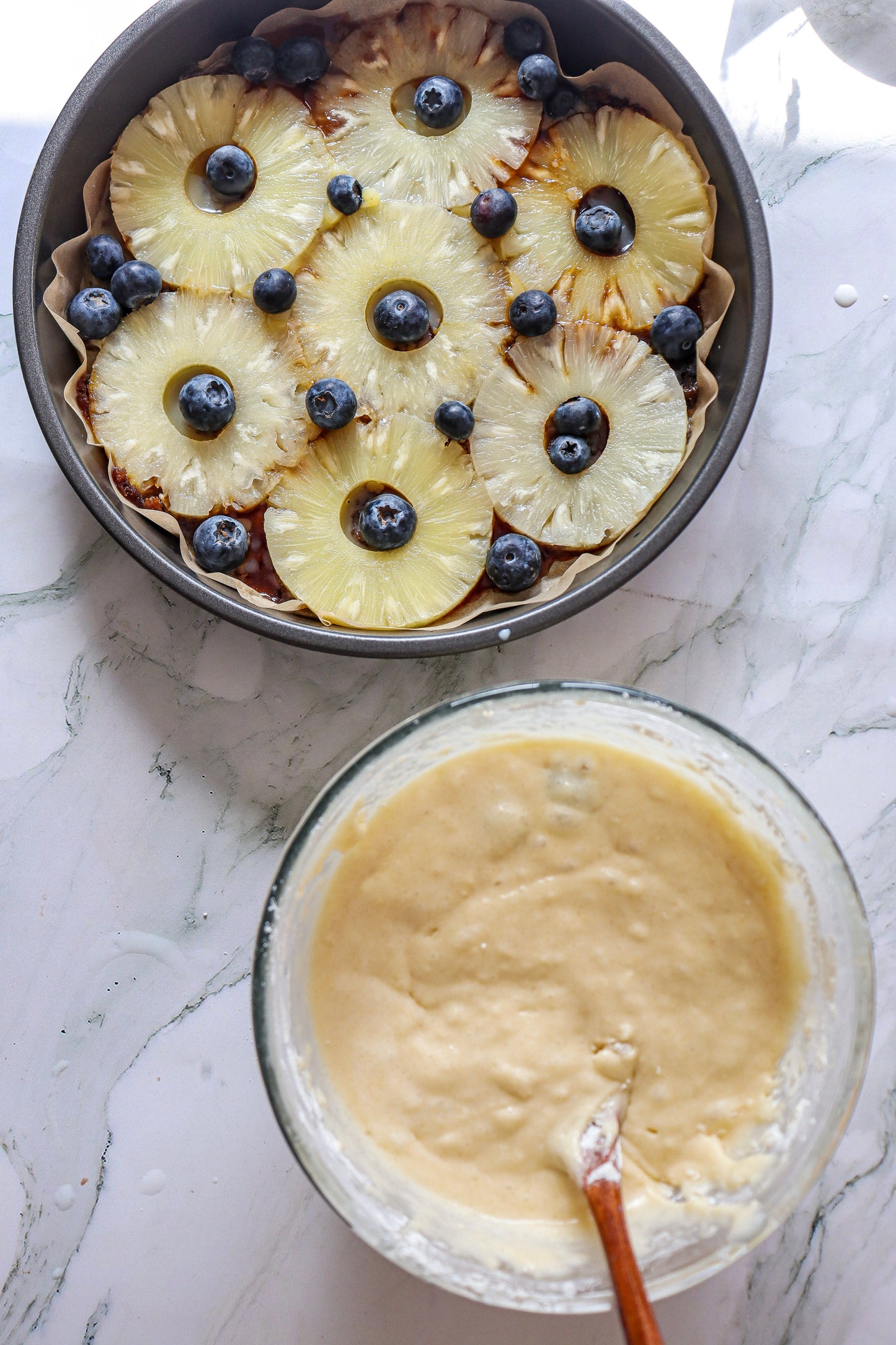 Upside down pineapple cake with blueberries PLR set