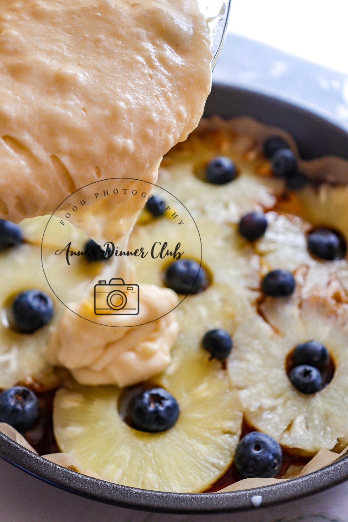 Upside down pineapple cake with blueberries PLR set
