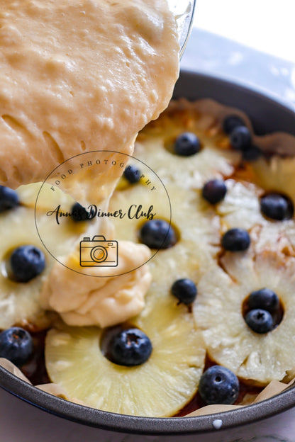 Upside down pineapple cake with blueberries PLR set