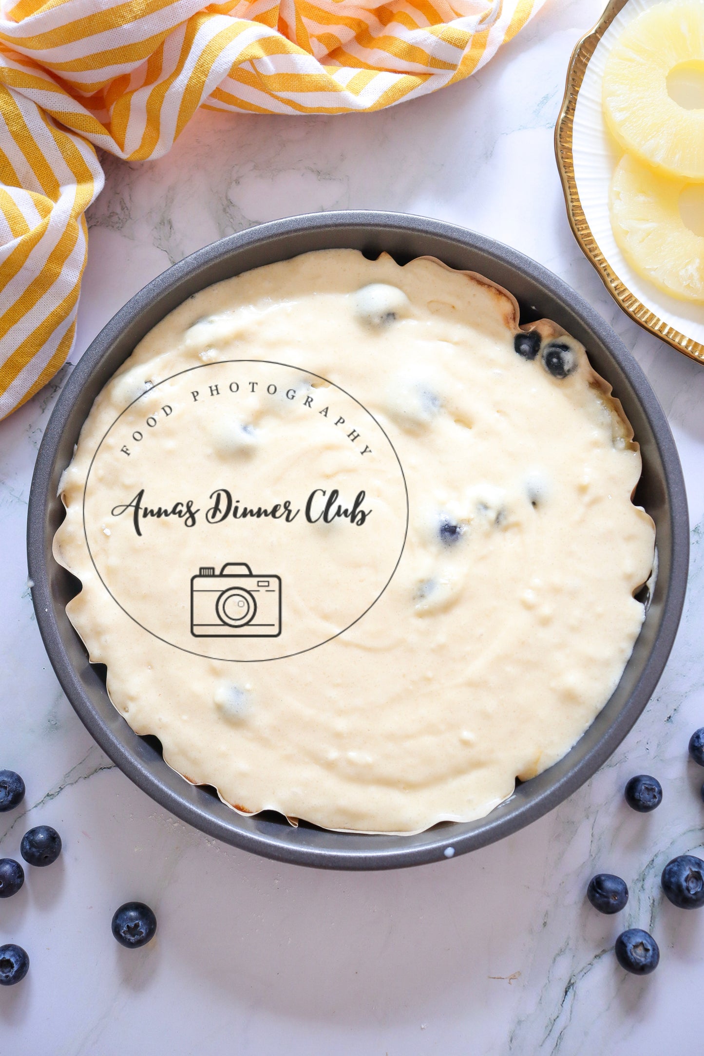 Upside down pineapple cake with blueberries PLR set