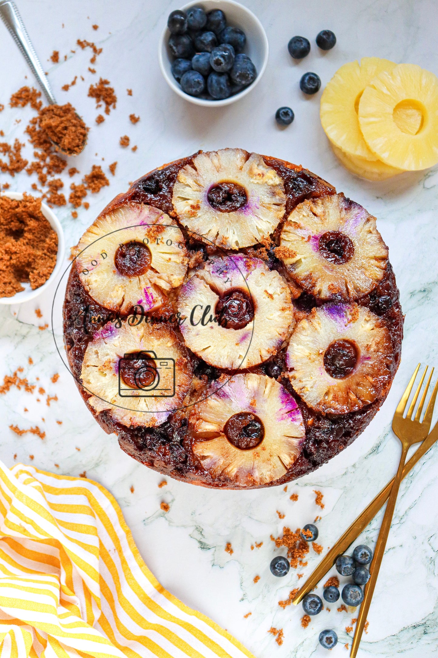 Upside down pineapple cake with blueberries PLR set
