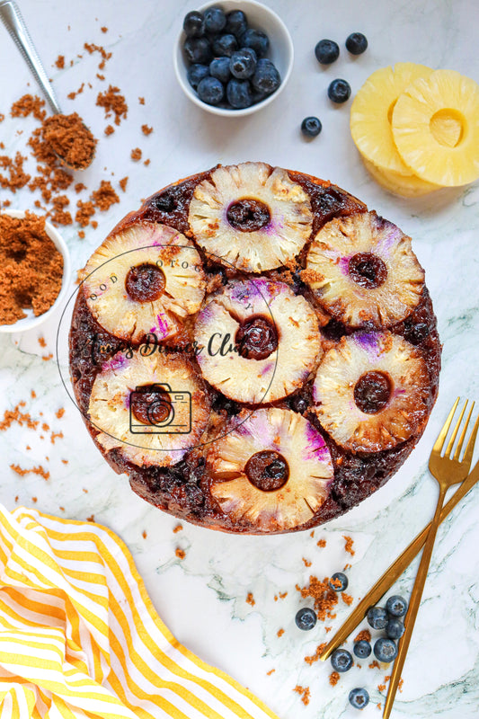 Upside down pineapple cake with blueberries PLR set