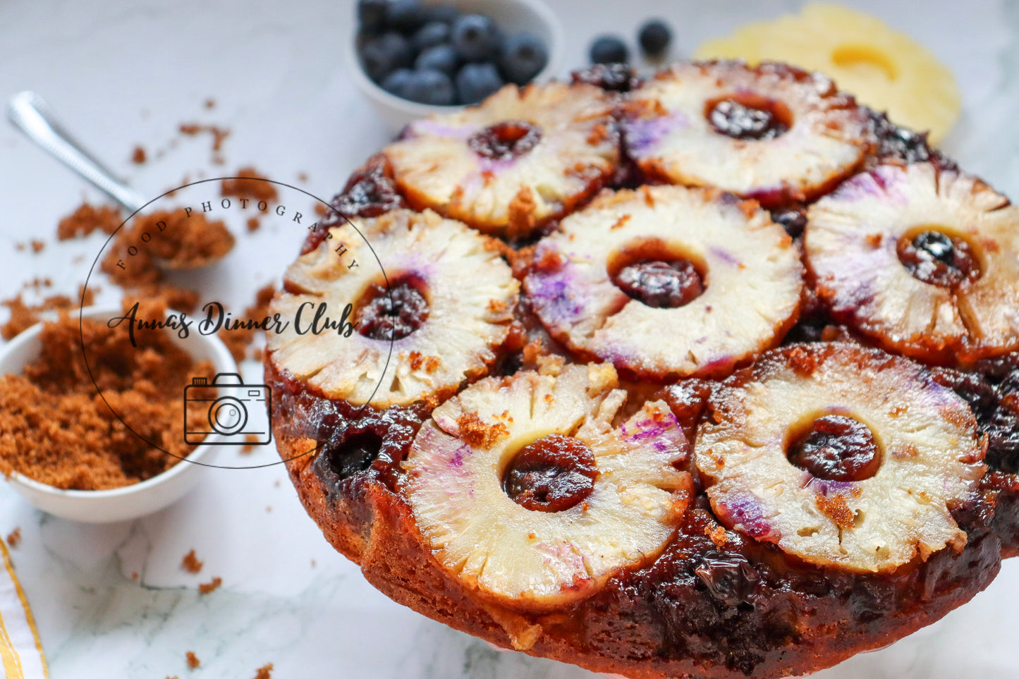 Upside down pineapple cake with blueberries PLR set