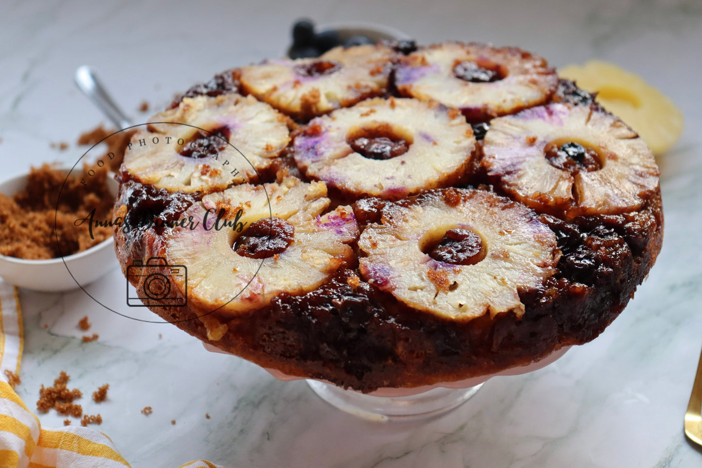 Upside down pineapple cake with blueberries PLR set