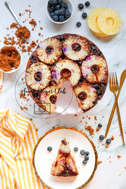 Upside down pineapple cake with blueberries PLR set