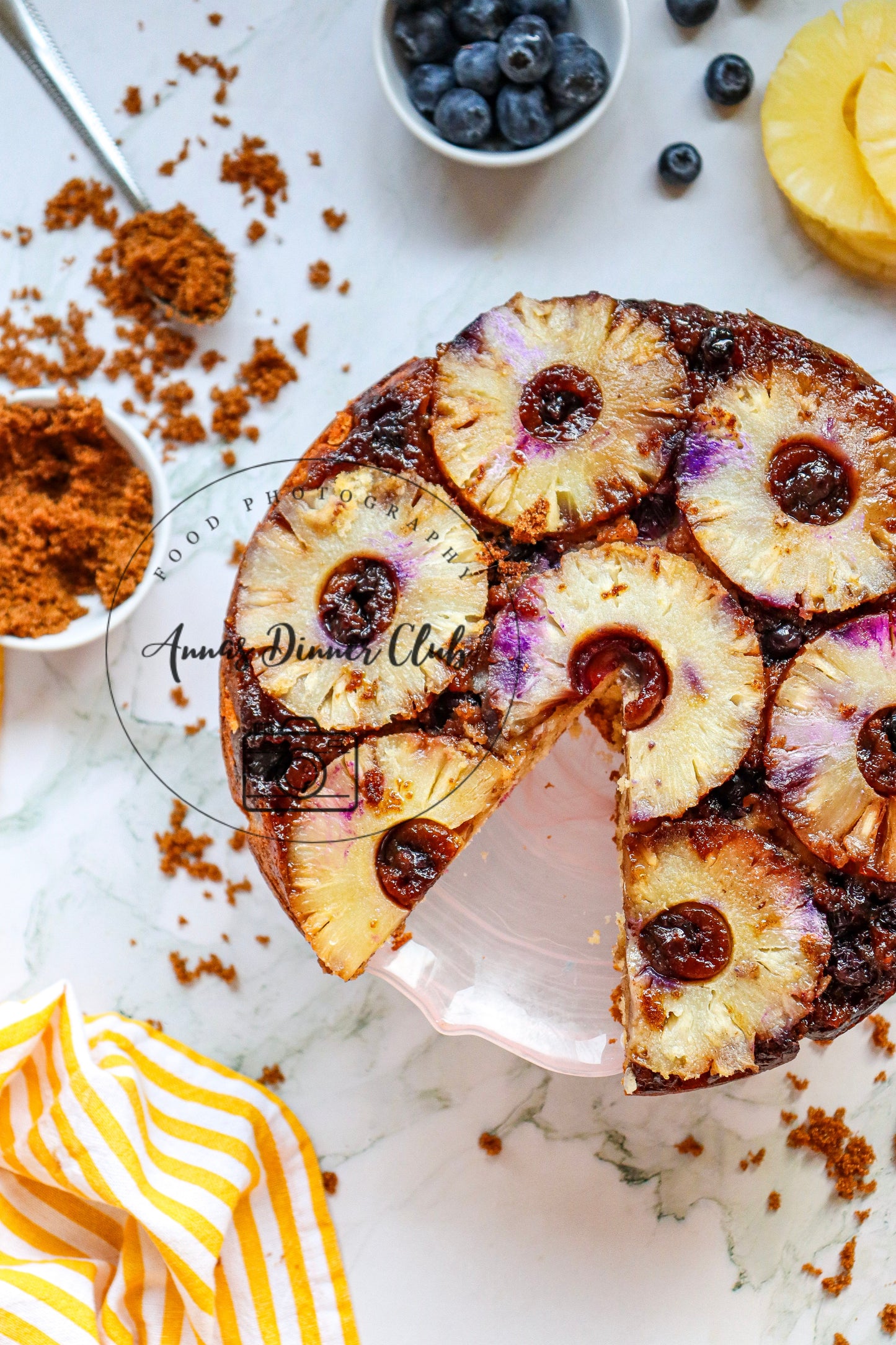 Upside down pineapple cake with blueberries PLR set