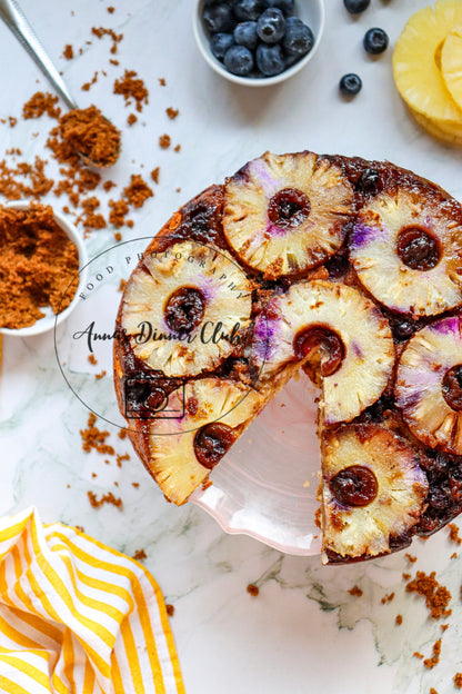 Upside down pineapple cake with blueberries PLR set