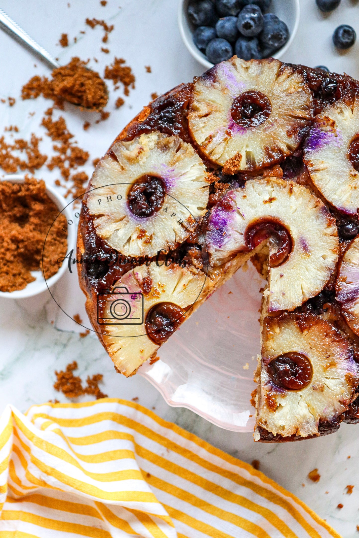 Upside down pineapple cake with blueberries PLR set