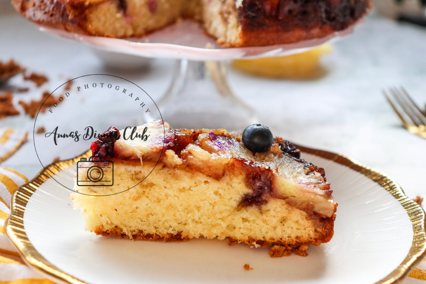Upside down pineapple cake with blueberries PLR set