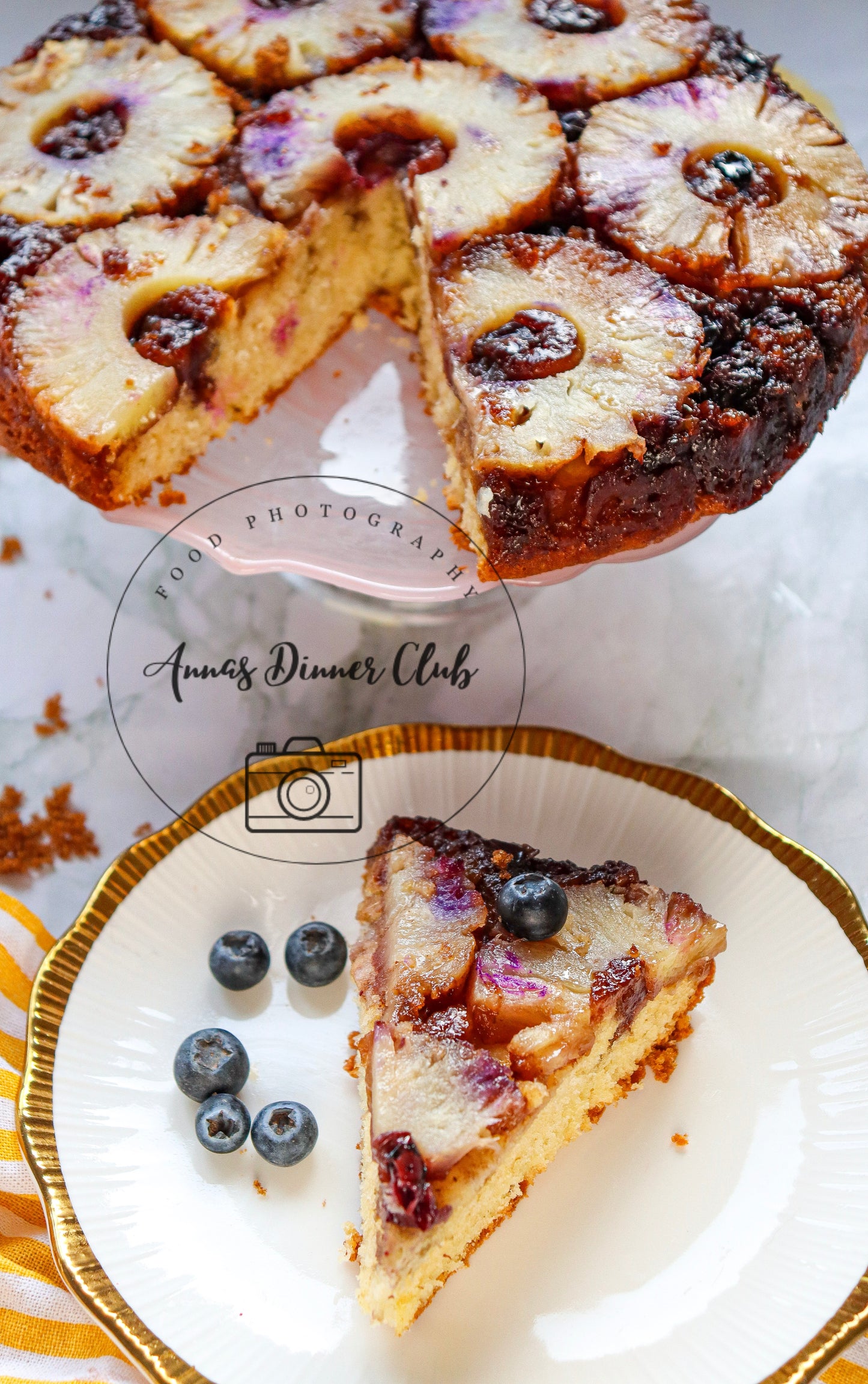 Upside down pineapple cake with blueberries PLR set