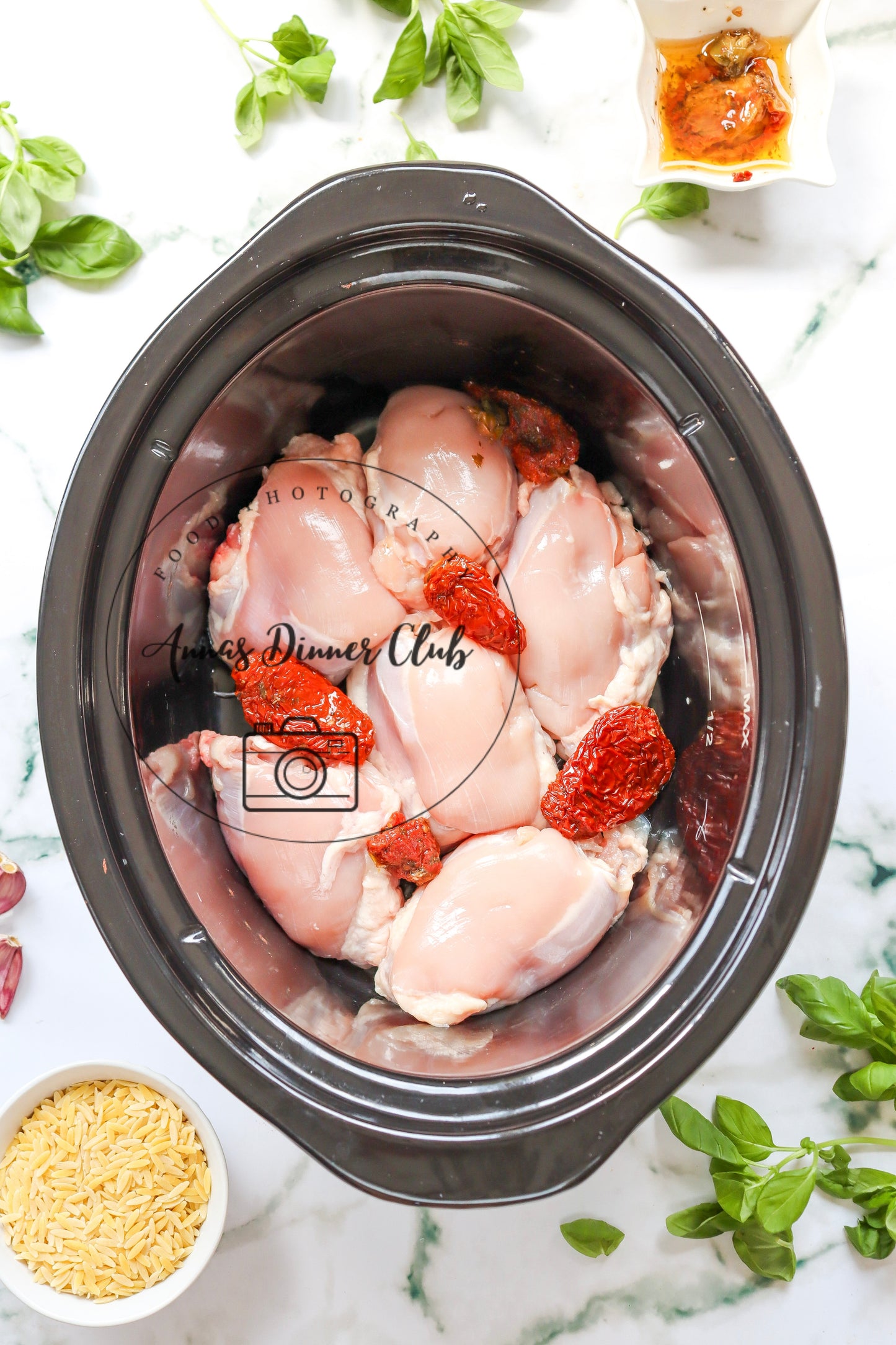 Slow Cooker Creamy Orzo pasta chicken semi exclusive set 2