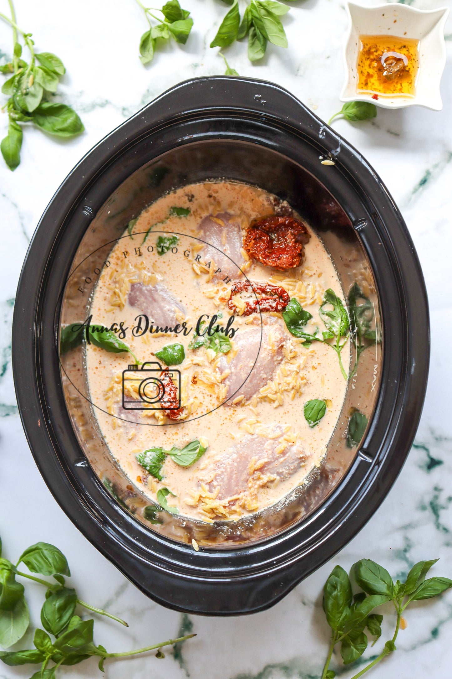 Slow Cooker Creamy Orzo pasta chicken semi exclusive set 1