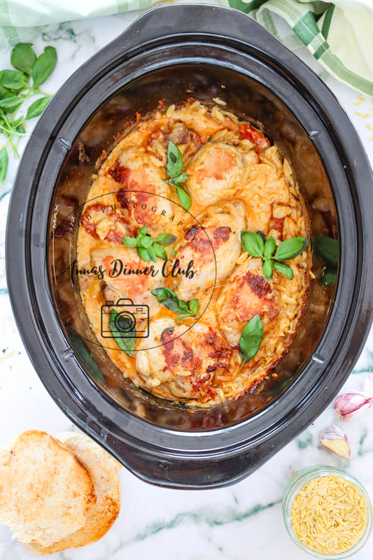 Slow Cooker Creamy Orzo pasta chicken semi exclusive set 2