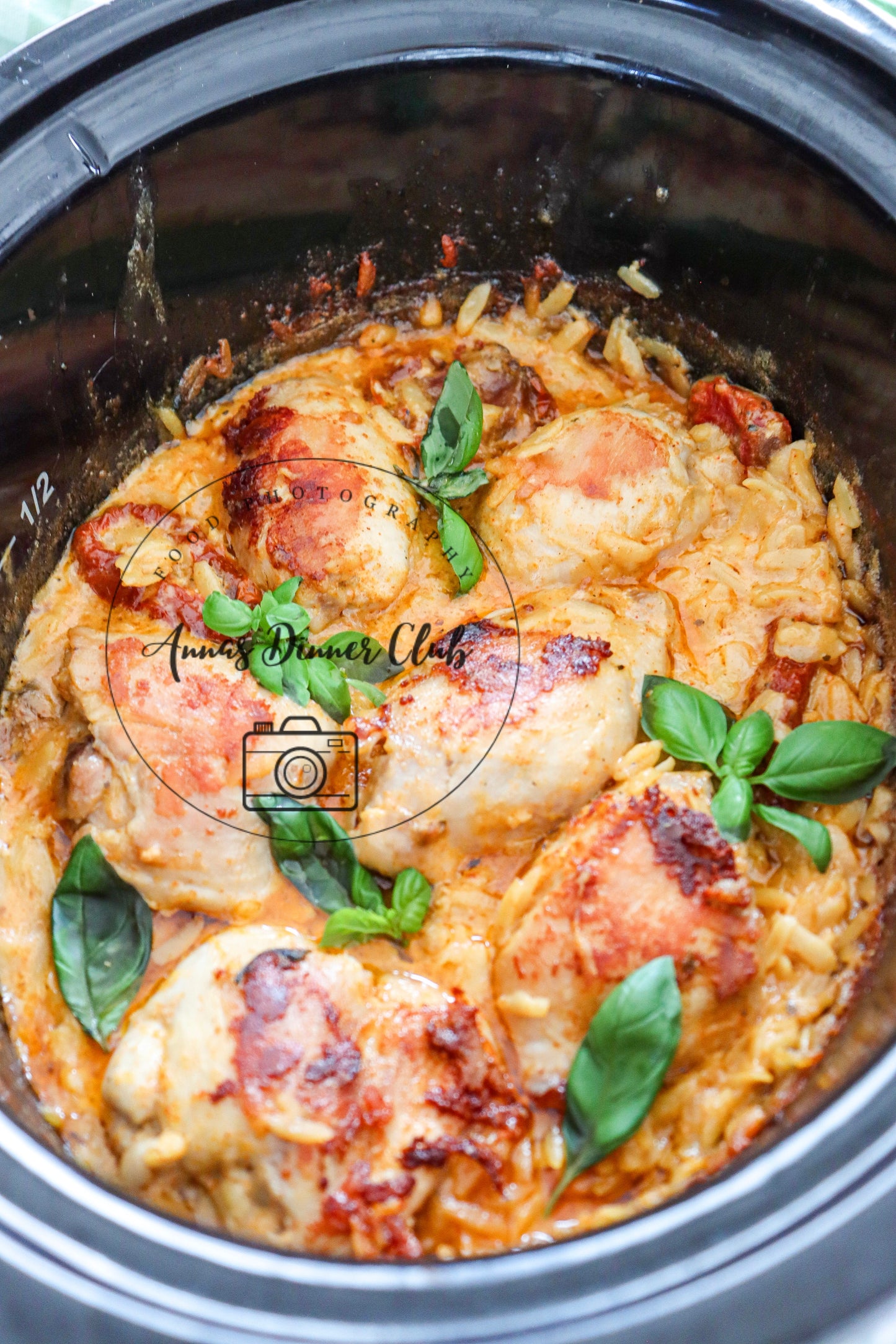 Slow Cooker Creamy Orzo pasta chicken semi exclusive set 2