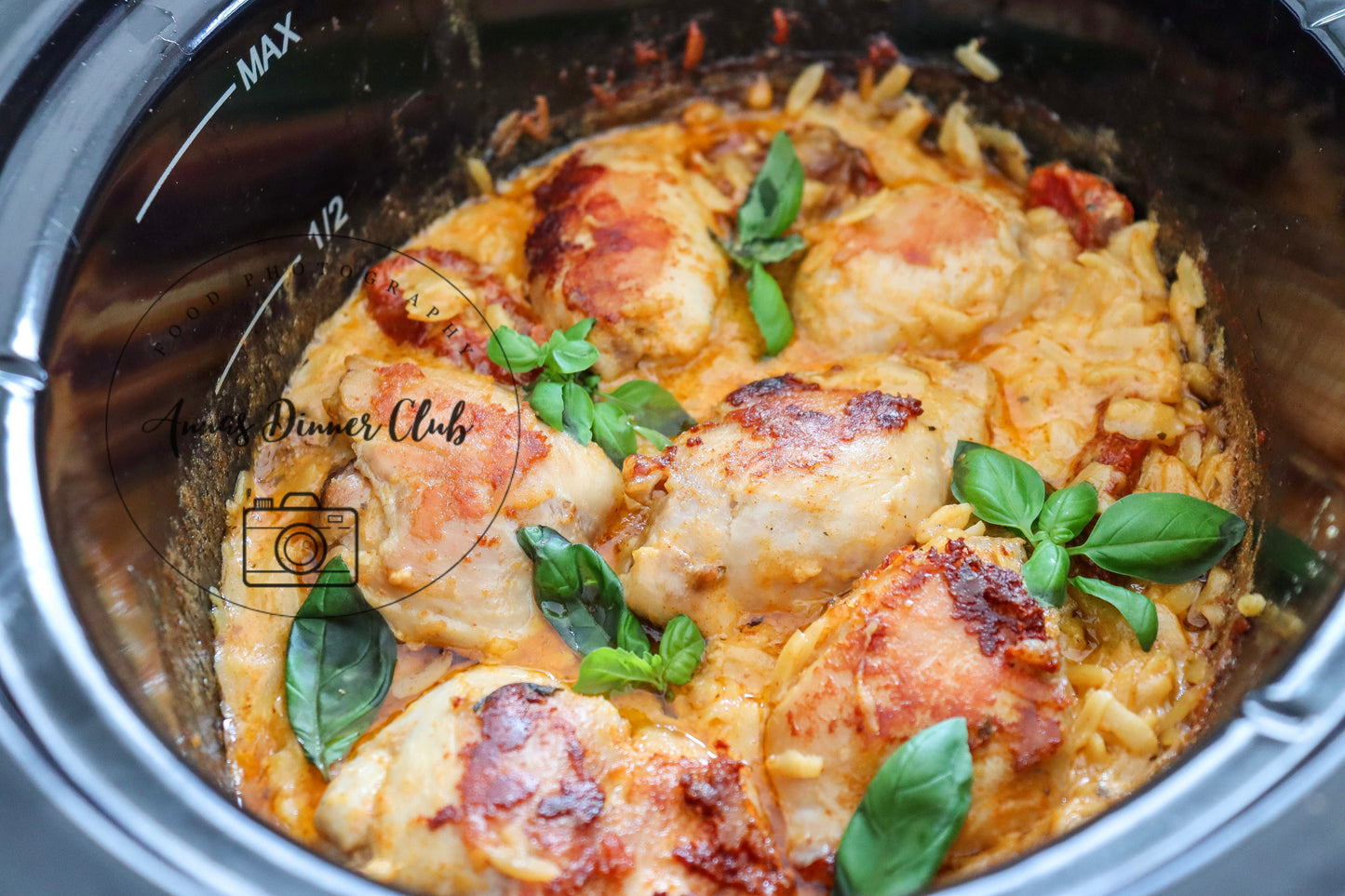 Slow Cooker Creamy Orzo pasta chicken semi exclusive set 2