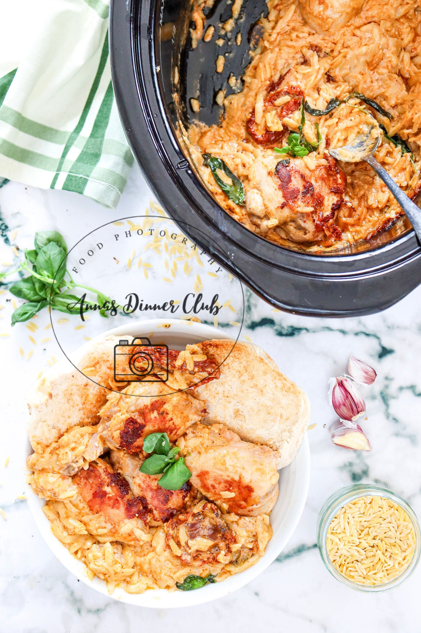 Slow Cooker Creamy Orzo pasta chicken semi exclusive set 2