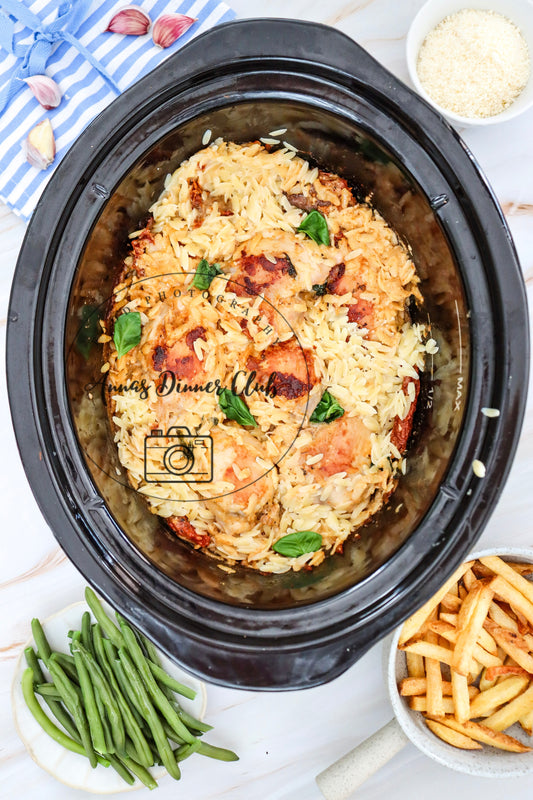 Slow Cooker Creamy Orzo pasta chicken semi exclusive set 1