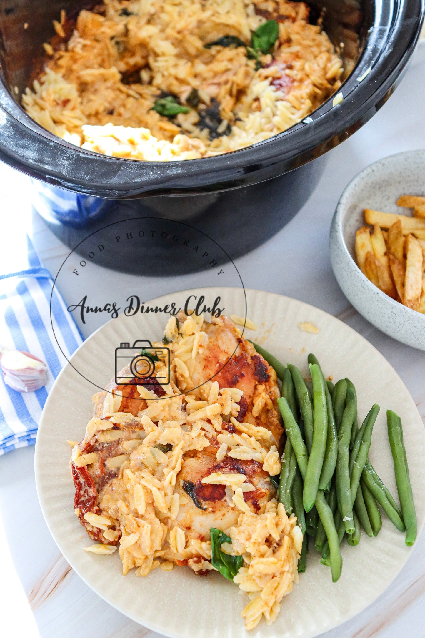 Slow Cooker Creamy Orzo pasta chicken semi exclusive set 1