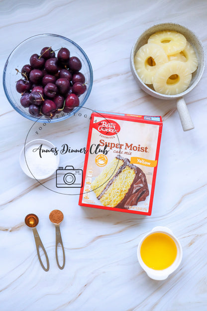 Pineapple and cherry dump cake - exclusive set