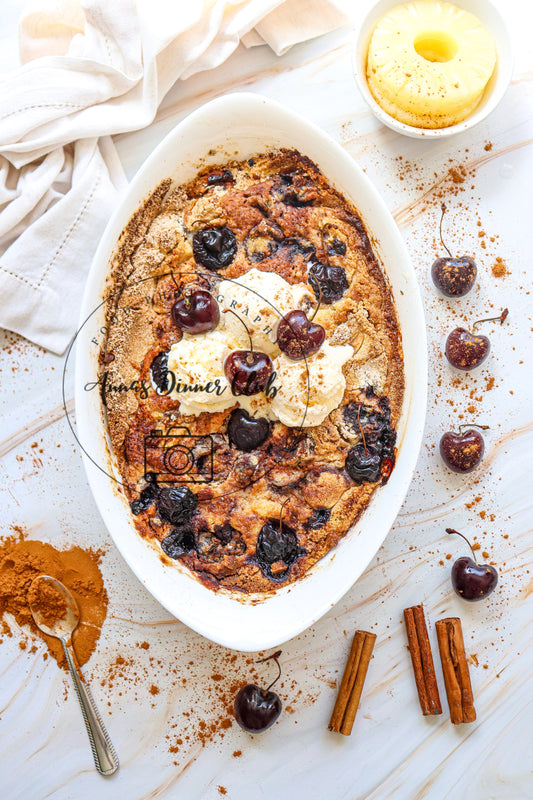 Pineapple and cherry dump cake - exclusive set