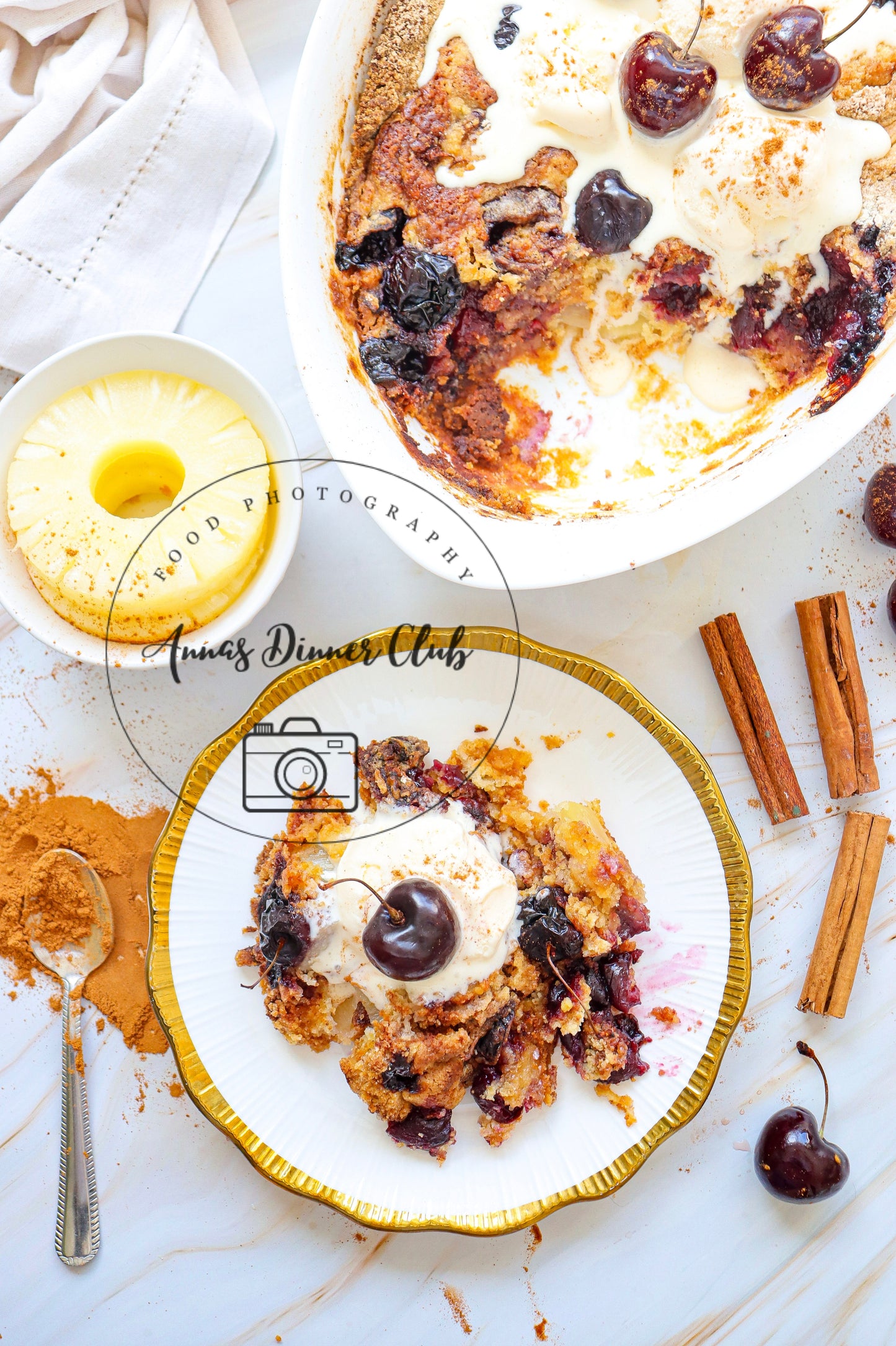 Pineapple and cherry dump cake - exclusive set