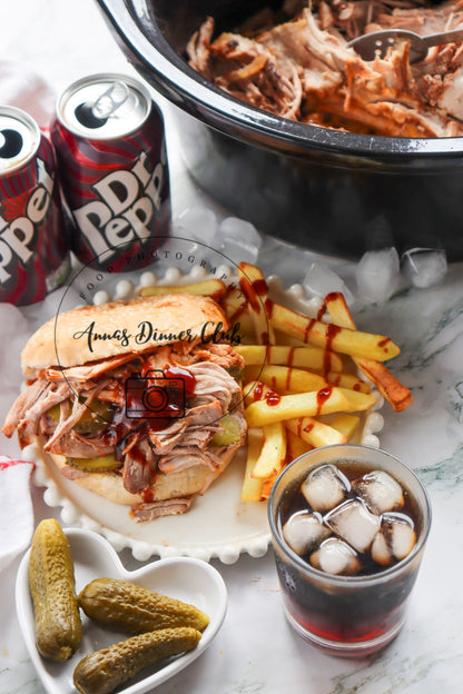 Dr Pepper Pulled Pork Burgers (Slow Cooker)- exclusive set