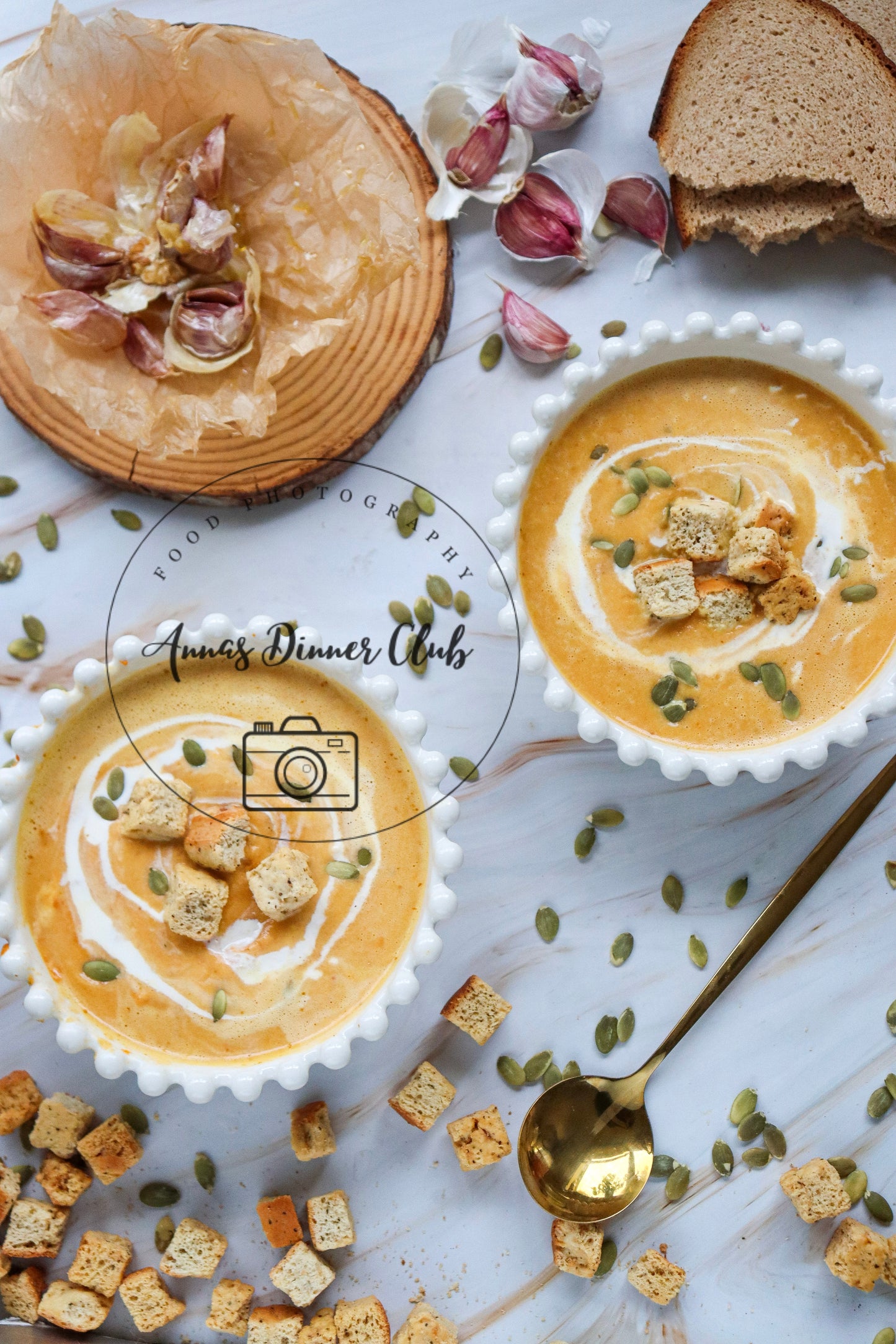 Creamy roasted garlic pumpkin soup  - exclusive set