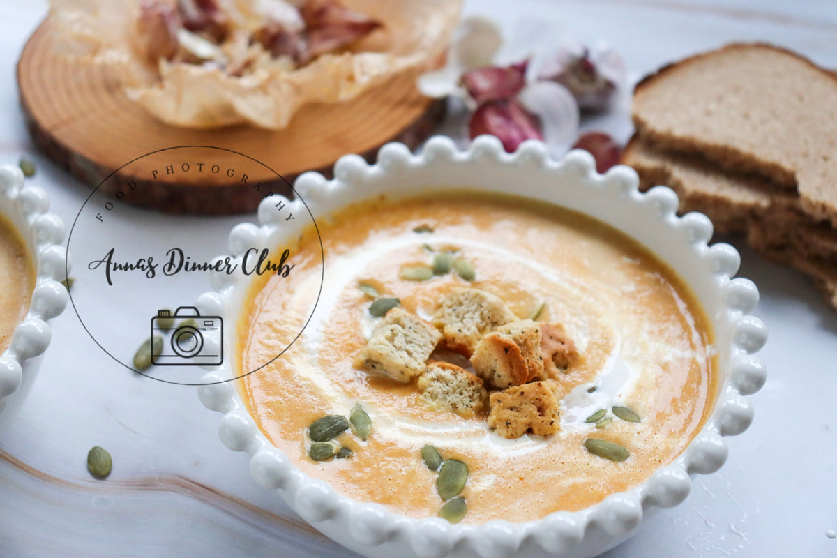 Creamy roasted garlic pumpkin soup  - exclusive set