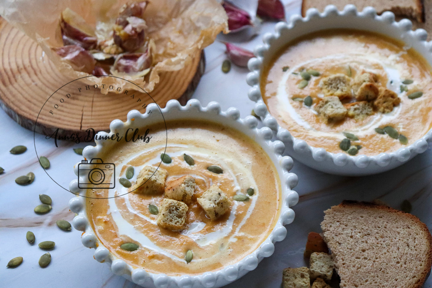 Creamy roasted garlic pumpkin soup  - exclusive set
