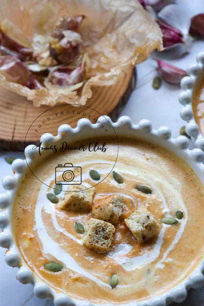 Creamy roasted garlic pumpkin soup  - exclusive set