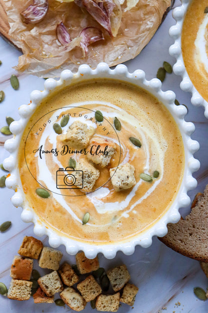 Creamy roasted garlic pumpkin soup  - exclusive set