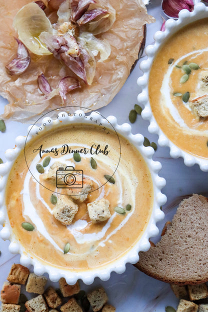 Creamy roasted garlic pumpkin soup  - exclusive set