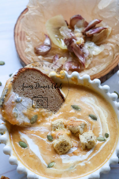 Creamy roasted garlic pumpkin soup  - exclusive set