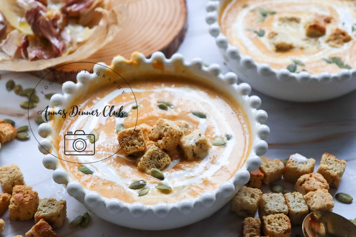 Creamy roasted garlic pumpkin soup  - exclusive set